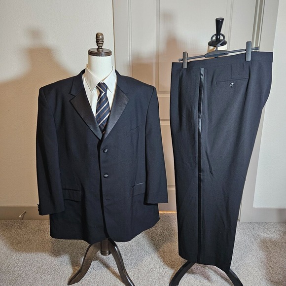 Linea Uomo 54L‎ 2PC Tuxedo Men Pants 50 x 28 Wool Black